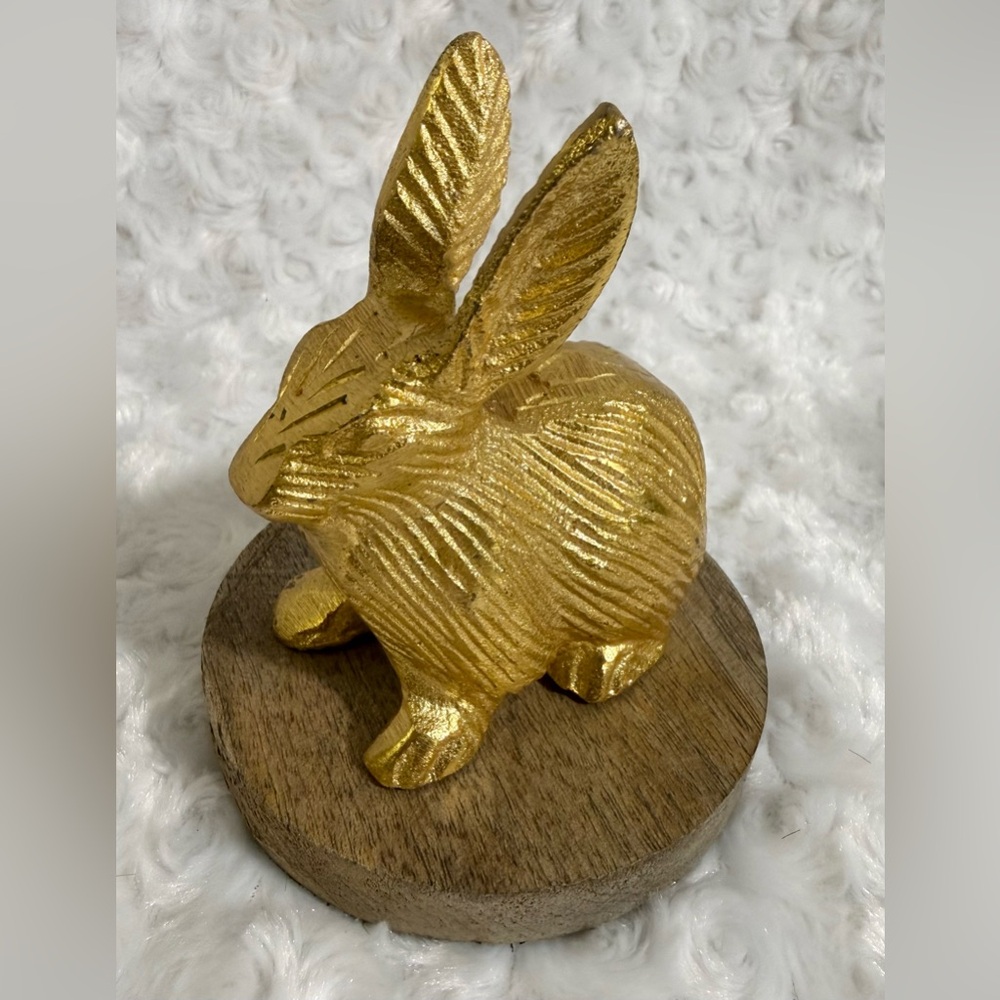 Gold Metal Easter Spring Rabbit‎ Figurine - Picture 2 of 3